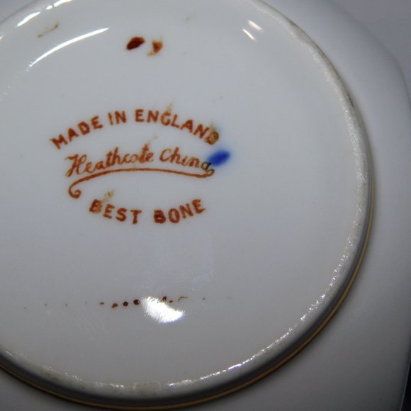 Vintage Heathcote Best Bone China England Blue Orange Floral Tea cup & Saucer - Picture 10 of 10